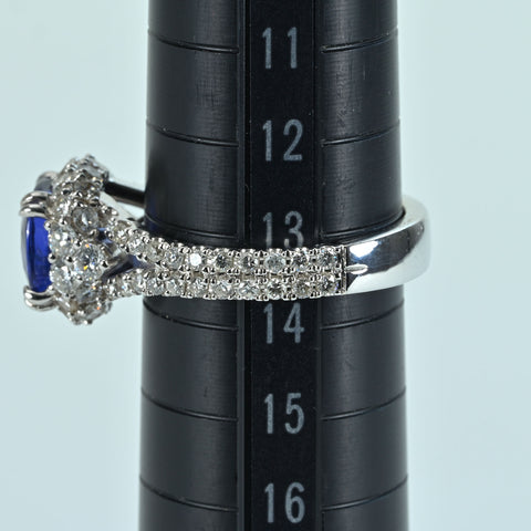 【中古】K18WG SAPPHIRE RING サファイアリング S2.98ct D1.44ct GRS鑑別書 7.2g #13.5