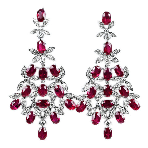 【中古】K18WG RUBY DIAMONDS EARRINGS ルビー・ダイヤモンドピアス R17.08ct D2.33ct 19.8g