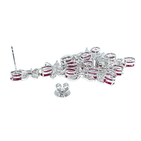 【中古】K18WG RUBY DIAMONDS EARRINGS ルビー・ダイヤモンドピアス R17.08ct D2.33ct 19.8g