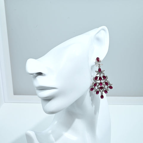 【中古】K18WG RUBY DIAMONDS EARRINGS ルビー・ダイヤモンドピアス R17.08ct D2.33ct 19.8g
