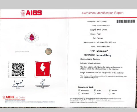 【中古】PT900 Mynmar RUBY RING ビルマ産ルビーリング R2.09ct D1.86ct AIGS鑑別書 13.9g #13