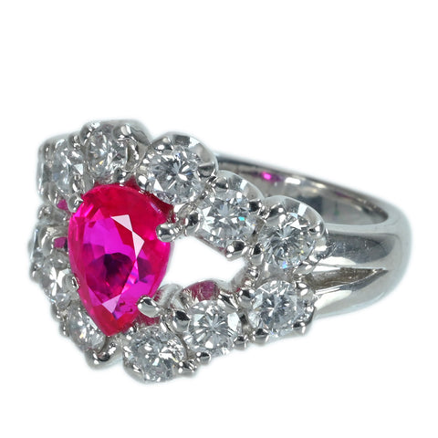 【中古】PT900 Mynmar RUBY RING ビルマ産ルビーリング R2.09ct D1.86ct AIGS鑑別書 13.9g #13