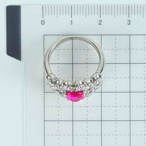 【中古】PT900 Mynmar RUBY RING ビルマ産ルビーリング R2.09ct D1.86ct AIGS鑑別書 13.9g #13