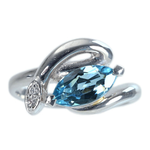 【中古】PT900 AQUAMARINEアクアマリンリング AQ1.01ct D0.032ct 7.3g #11