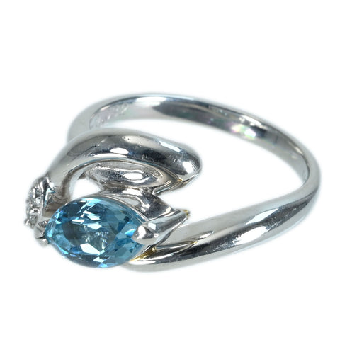 【中古】PT900 AQUAMARINEアクアマリンリング AQ1.01ct D0.032ct 7.3g #11
