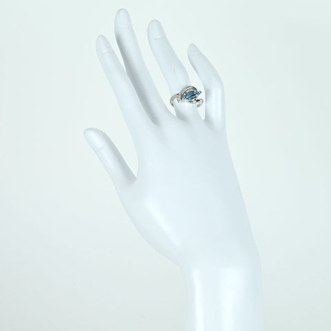 【中古】PT900 AQUAMARINEアクアマリンリング AQ1.01ct D0.032ct 7.3g #11