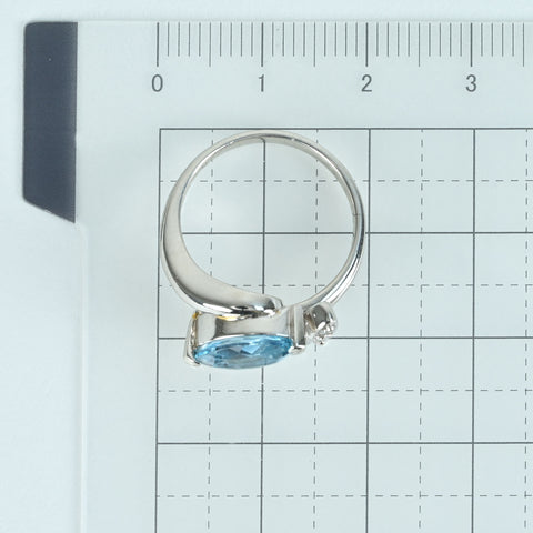 【中古】PT900 AQUAMARINEアクアマリンリング AQ1.01ct D0.032ct 7.3g #11