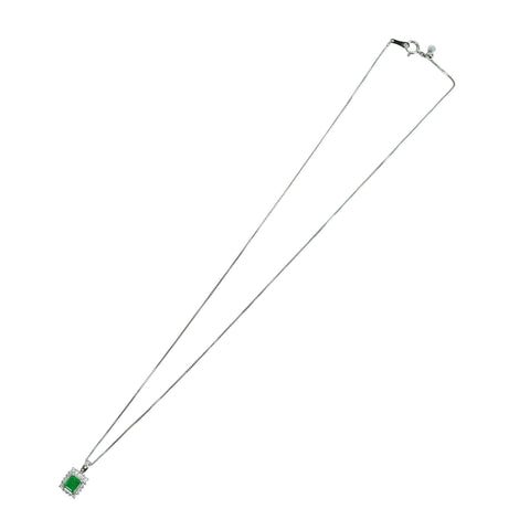 【中古】PT850/PT900 EMERALDエメラルドペンダントネックレス E0.55ct D0.24ct 4.6g