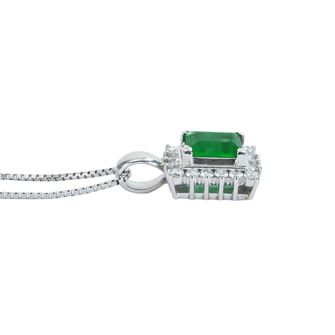 【中古】PT850/PT900 EMERALDエメラルドペンダントネックレス E0.55ct D0.24ct 4.6g