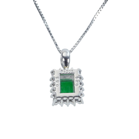 【中古】PT850/PT900 EMERALDエメラルドペンダントネックレス E0.55ct D0.24ct 4.6g