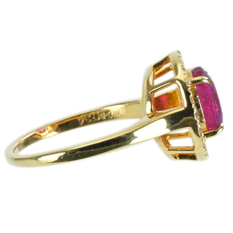 【中古】 K18YG RUBY RING ビルマ産 非加熱ルビーリング R2.40ct D0.34ct 4.5g #11