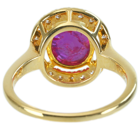 【中古】 K18YG RUBY RING ビルマ産 非加熱ルビーリング R2.40ct D0.34ct 4.5g #11