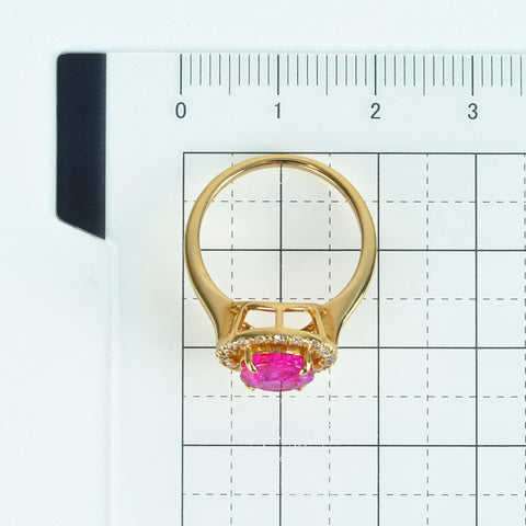【中古】 K18YG RUBY RING ビルマ産 非加熱ルビーリング R2.40ct D0.34ct 4.5g #11