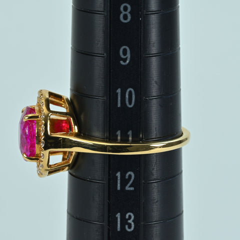 【中古】 K18YG RUBY RING ビルマ産 非加熱ルビーリング R2.40ct D0.34ct 4.5g #11