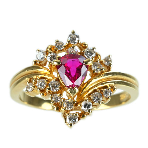 [Pre-owned] 18K Yellow Gold Ruby Ring, 0.52ct R, 0.23ct D, 2.7g, #8 