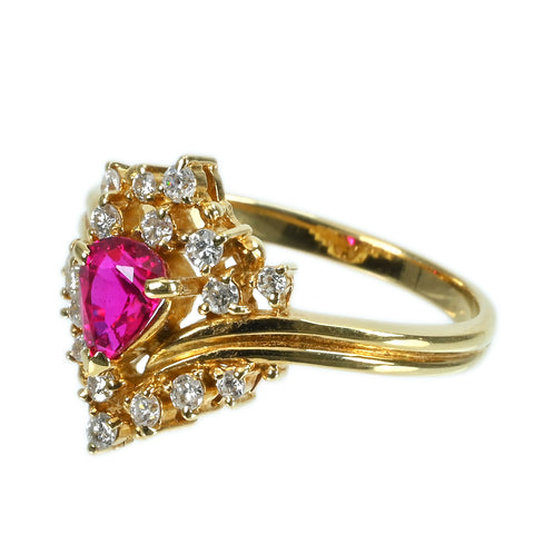 【中古】K18YG RUBY RING ルビーリング R0.52ct D0.23ct 2.7g #8