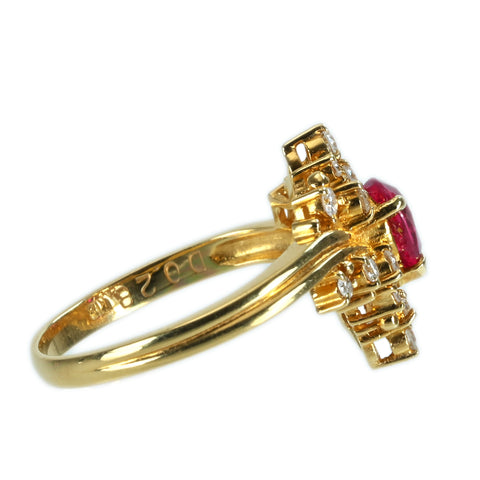 【中古】K18YG RUBY RING ルビーリング R0.52ct D0.23ct 2.7g #8