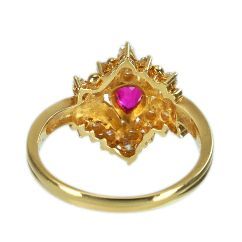 【中古】K18YG RUBY RING ルビーリング R0.52ct D0.23ct 2.7g #8