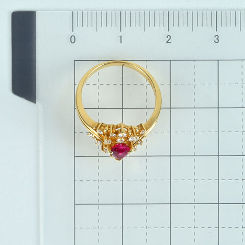 【中古】K18YG RUBY RING ルビーリング R0.52ct D0.23ct 2.7g #8