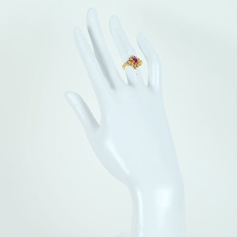 【中古】K18YG RUBY RING ルビーリング R0.52ct D0.23ct 2.7g #8