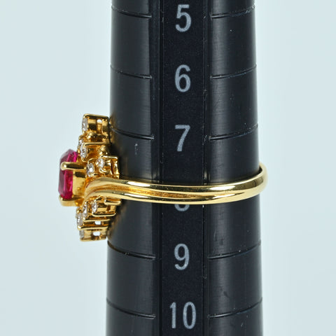 【中古】K18YG RUBY RING ルビーリング R0.52ct D0.23ct 2.7g #8