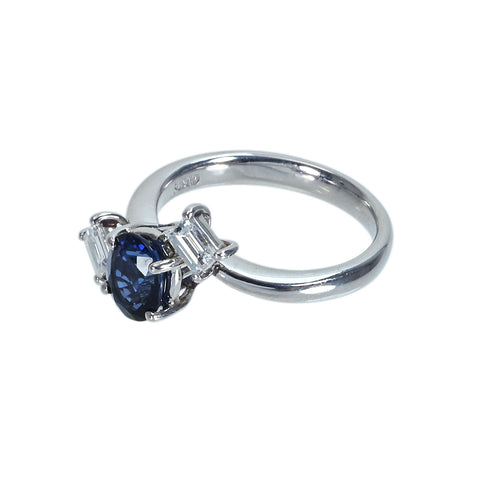 [Used] PT900 SAPPHIRE Ring, S1.10ct, D0.33ct, 4.9g, #8 