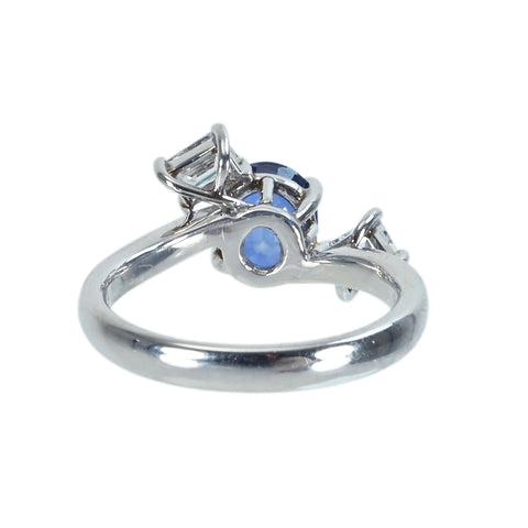 [Used] PT900 SAPPHIRE Ring, S1.10ct, D0.33ct, 4.9g, #8 