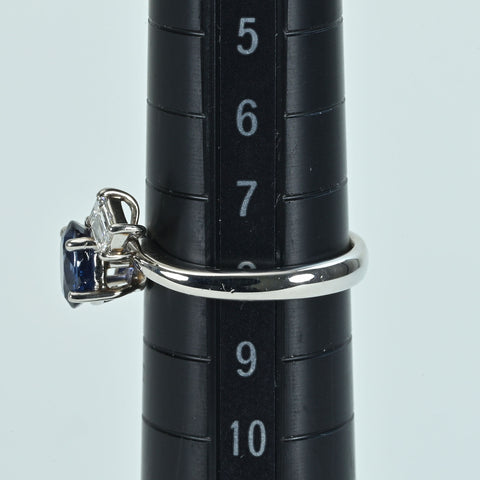 [Used] PT900 SAPPHIRE Ring, S1.10ct, D0.33ct, 4.9g, #8 