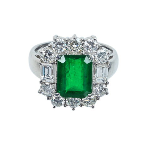 【中古】PT900 EMERALD RING エメラルドリング E2.07ct D2.06ct GRS鑑別書 8.3g #12
