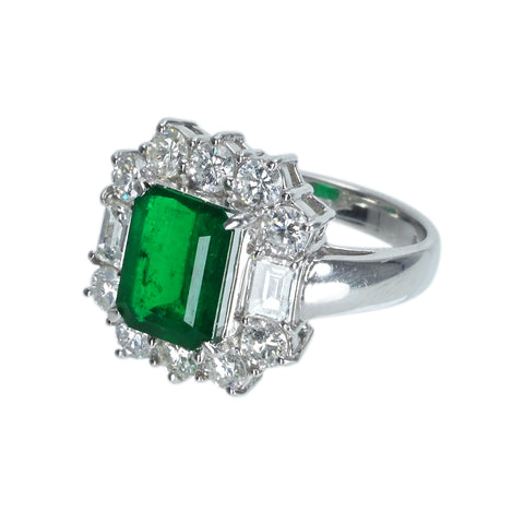 【中古】PT900 EMERALD RING エメラルドリング E2.07ct D2.06ct GRS鑑別書 8.3g #12