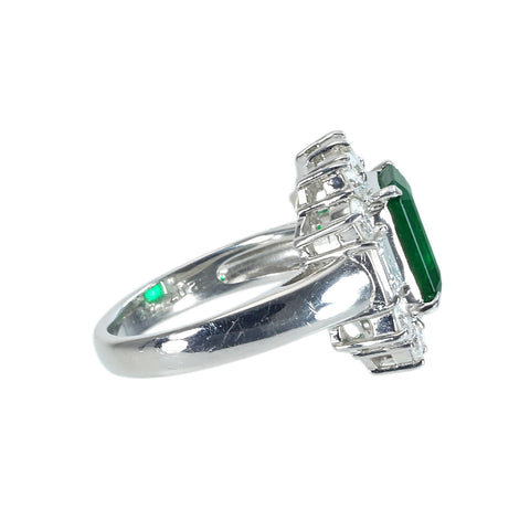 【中古】PT900 EMERALD RING エメラルドリング E2.07ct D2.06ct GRS鑑別書 8.3g #12