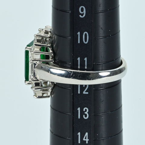【中古】PT900 EMERALD RING エメラルドリング E2.07ct D2.06ct GRS鑑別書 8.3g #12