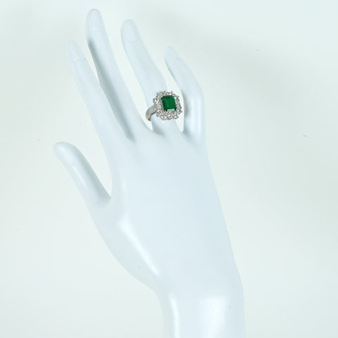 【中古】PT900 EMERALD RING エメラルドリング E2.07ct D2.06ct GRS鑑別書 8.3g #12