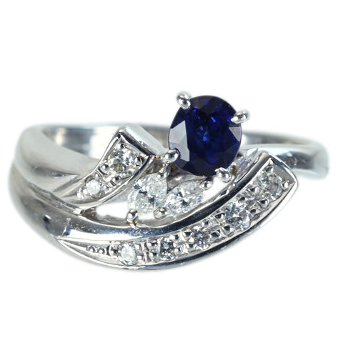 【中古】PT900 SAPPHIRE RING サファイアリング S0.58ct D0.20ct 6.3g #11
