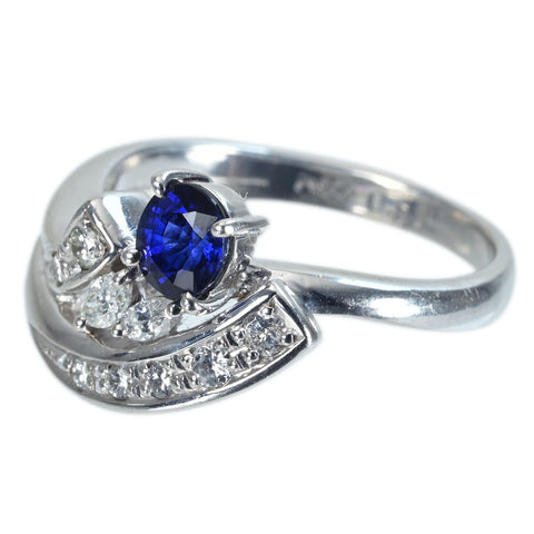 【中古】PT900 SAPPHIRE RING サファイアリング S0.58ct D0.20ct 6.3g #11