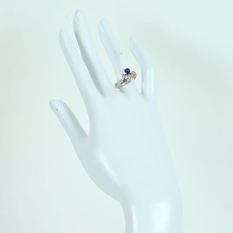 【中古】PT900 SAPPHIRE RING サファイアリング S0.58ct D0.20ct 6.3g #11