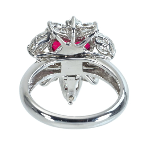 Pre-owned 18K White Gold Ruby Pendant Ring with Unheated Ruby from Mozambique, 2.08ct R, 1.32ct D, AIGS "Pigeon Blood" Certificate, 7.4g, #13.5 