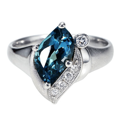 【中古】PT900 AQUAMARINE RING アクアマリンリング AQ1.37ct D0.07ct 5.8g #11.5