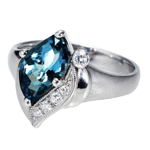 【中古】PT900 AQUAMARINE RING アクアマリンリング AQ1.37ct D0.07ct 5.8g #11.5