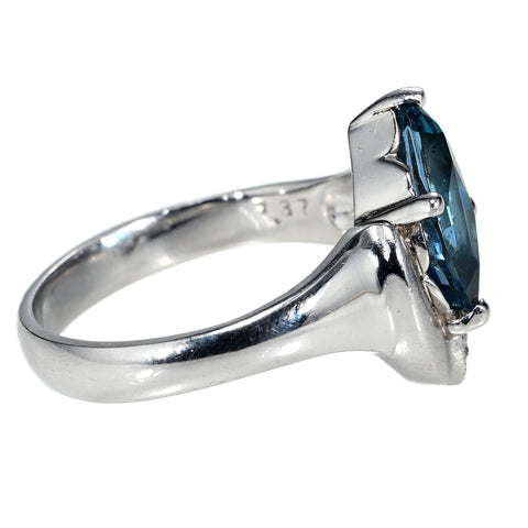 【中古】PT900 AQUAMARINE RING アクアマリンリング AQ1.37ct D0.07ct 5.8g #11.5