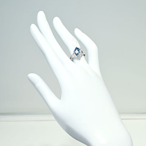 【中古】PT900 AQUAMARINE RING アクアマリンリング AQ1.37ct D0.07ct 5.8g #11.5