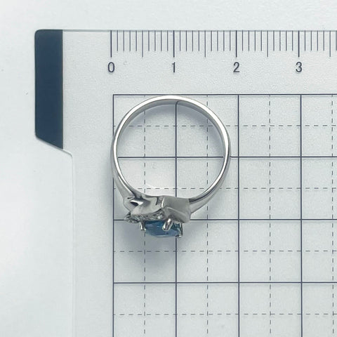 【中古】PT900 AQUAMARINE RING アクアマリンリング AQ1.37ct D0.07ct 5.8g #11.5