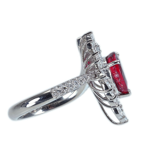 【中古】PT950 NO HEAT RUBY RING  モザンビーク産 非加熱ルビーリング R2.07ct D1.08ct GRS鑑別書 9.1g #12