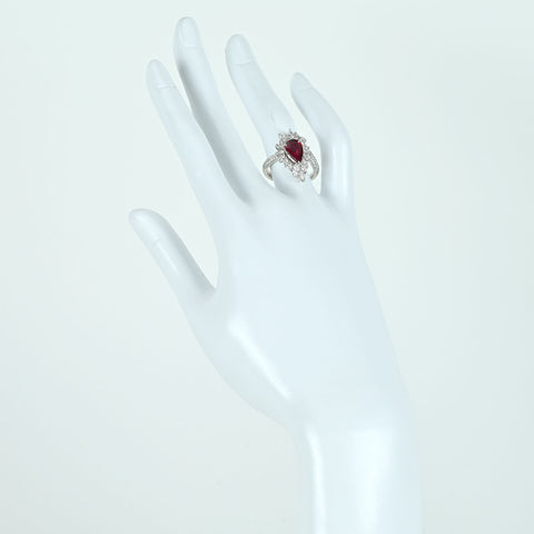 【中古】PT950 NO HEAT RUBY RING  モザンビーク産 非加熱ルビーリング R2.07ct D1.08ct GRS鑑別書 9.1g #12