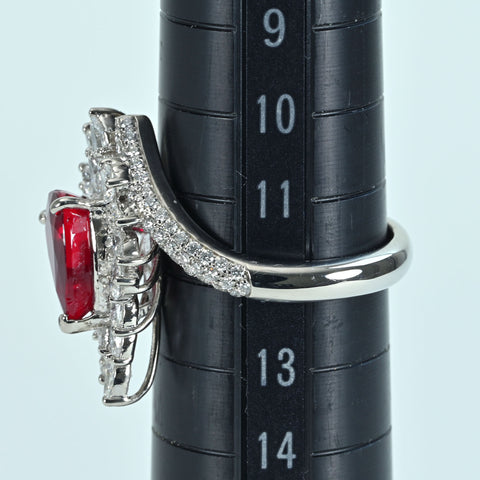 【中古】PT950 NO HEAT RUBY RING  モザンビーク産 非加熱ルビーリング R2.07ct D1.08ct GRS鑑別書 9.1g #12