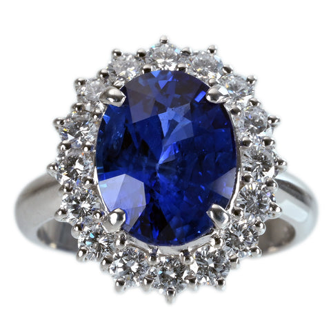 【中古】PT900 SAPPHIRE RING スリランカ産サファイアリング S4.53ct D1.00ct GRS/鑑別書 8.1g #13