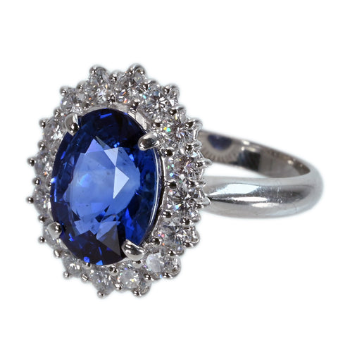 【中古】PT900 SAPPHIRE RING スリランカ産サファイアリング S4.53ct D1.00ct GRS/鑑別書 8.1g #13