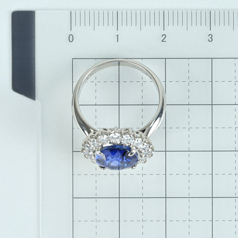 【中古】PT900 SAPPHIRE RING スリランカ産サファイアリング S4.53ct D1.00ct GRS/鑑別書 8.1g #13
