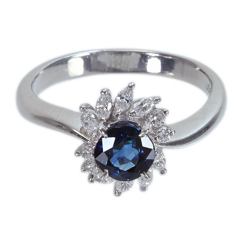 【中古】PT900 SAPPHIREサファイアリング S0.986ct D0.31ct 5.9g #14