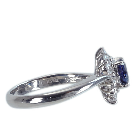 【中古】PT900 SAPPHIREサファイアリング S0.986ct D0.31ct 5.9g #14